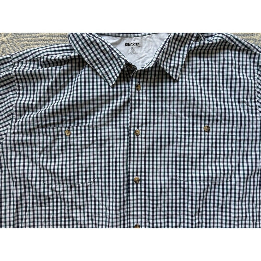 King Size Short Sleeve Button Shirt - White/Black/Gray/Green - 5XL Big - Picture 2 of 4